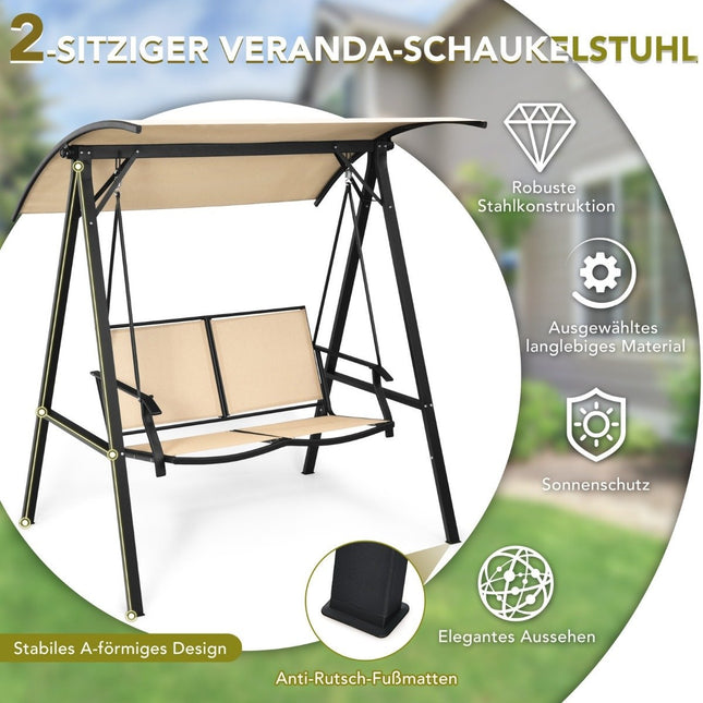 Hollywood swing with adjustable roof 2-seater garden swing 152 x 112 x 165 cm beige