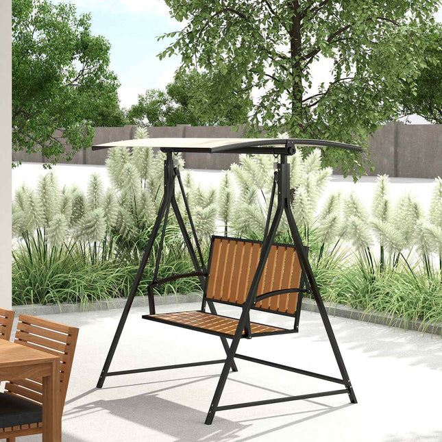2-seat garden swing with adjustable canopy, weatherproof