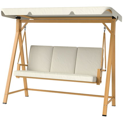 3-seat swing with sun protection, wooden look, 330 kg capacity