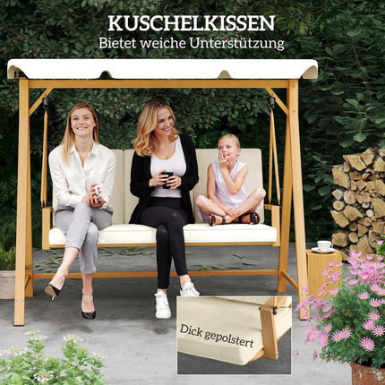 3-seat swing with sun protection, wooden look, 330 kg capacity