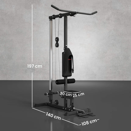Home Gym Lat Pulldown & Row Machine, Steel & Faux Leather