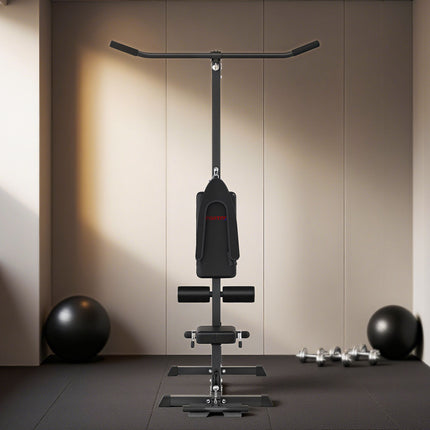 Home Gym Lat Pulldown & Row Machine, Steel & Faux Leather