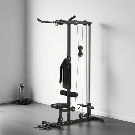 Home Gym Lat Pulldown & Row Machine, Steel & Faux Leather