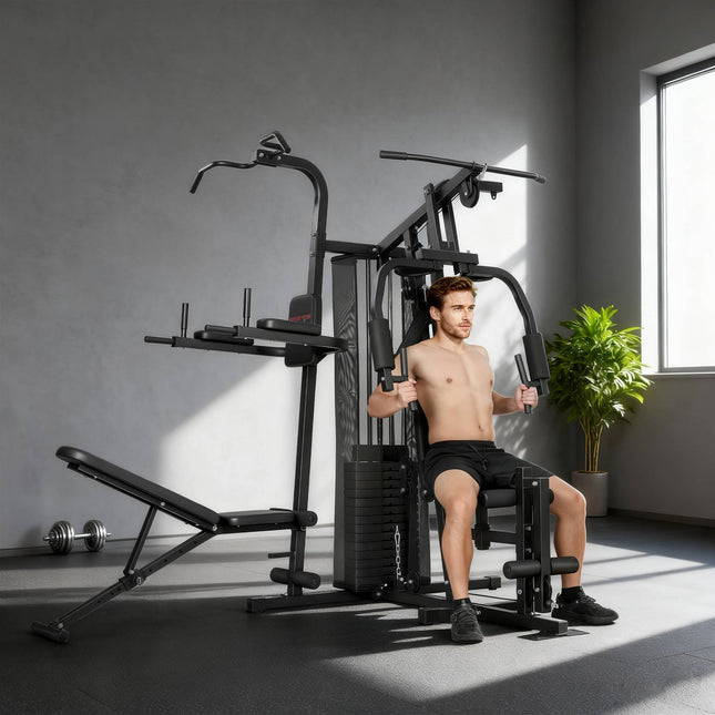 Home Gym Station – Adjustable Weight Bench, 10+ Exercises