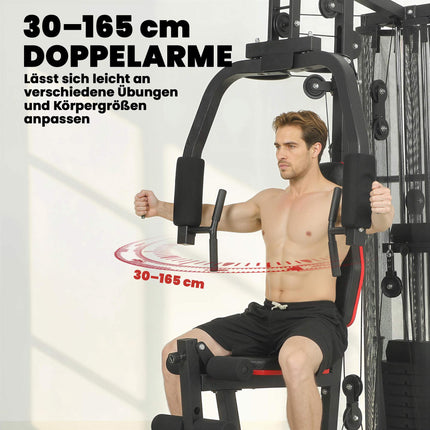 Home Gym Station with 65kg Weights, Lat Pull, Preacher Bench