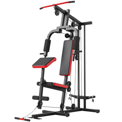 Home Gym Station with Lat Pull, Adjustable Preacher Bench