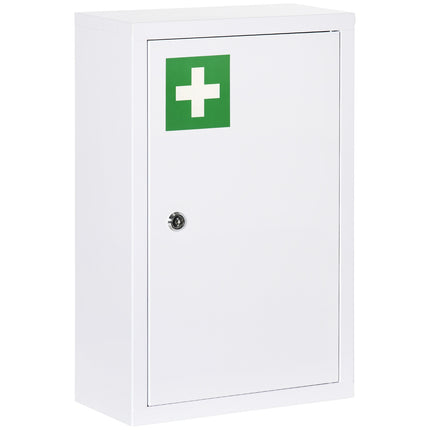 Lockable medicine cabinet in white steel, childproof, 3 compartments