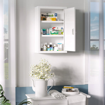 Lockable medicine cabinet in white steel, childproof, 3 compartments