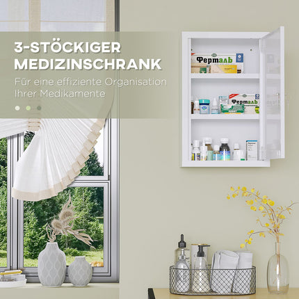 Lockable medicine cabinet in white steel, childproof, 3 compartments
