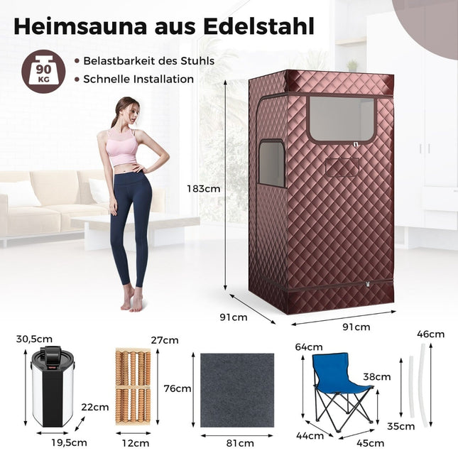 Home Sauna Tent with 3L Steam Generator, Coffee Color