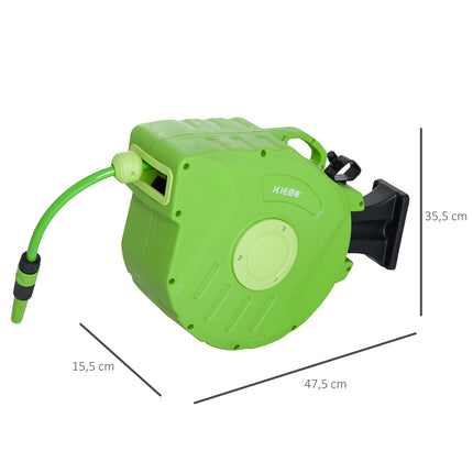 Automatic hose reel 15M - Swivel, green, for air & gardening