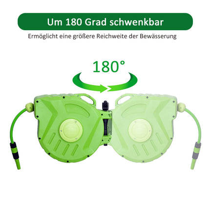 Automatic hose reel 15M - Swivel, green, for air & gardening