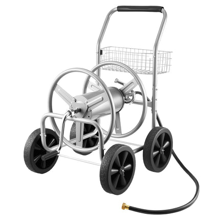 Hose Reel Cart, 300 ft 5/8 in Capacity, 4-Wheel Steel