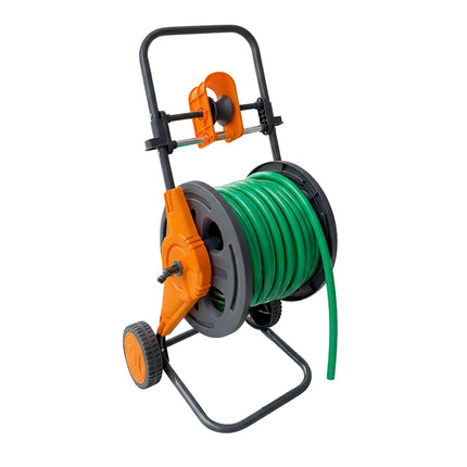 Garden hose reel and easy-to-use guide