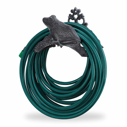 Hose holder in cast iron with frog motif