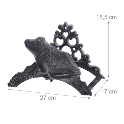 Hose holder in cast iron with frog motif