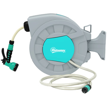 Water hose reel with 25 m hose, rotatable bracket and 7-position shower
