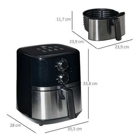 Hot Air Fryer 4.5L, 1500W, Oil Free Cooking, Black