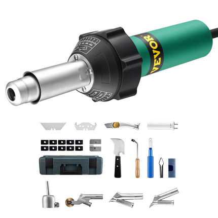 Hot Air Plastic Welder 1600W, 122–1112F, 14-Piece Kit