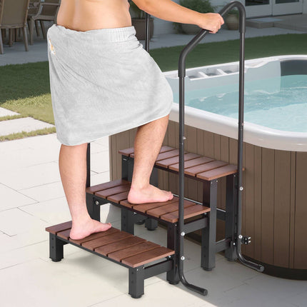 Hot Tub Step With Handrail, 3-Step, 550 lb Capacity