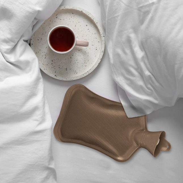 Hot Water Bottle 2L – Brown, Leak-Proof, Pain Relief