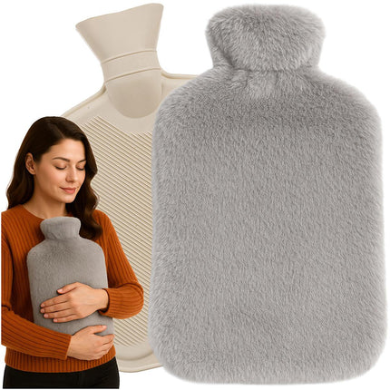 Hot Water Bottle with Plush Cover, 3.5L Capacity
