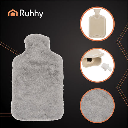 Hot Water Bottle with Plush Cover, 3.5L Capacity