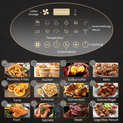 4L Air Fryer, 12 programs, LED screen, non-stick basket