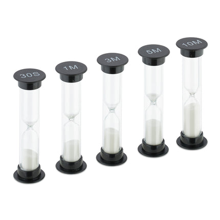 Hourglass Set, 5 Pieces, Black, Various Runtimes