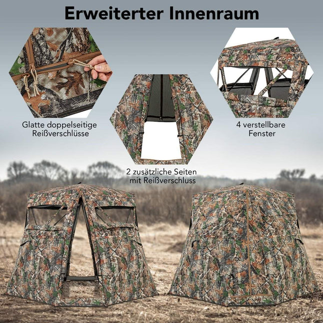 Hunting tent for 2-3 people 360° transparent camouflage tent for deer and wild boar hunting