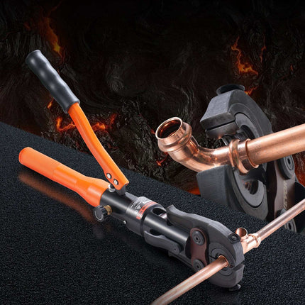 Hydraulic Copper Pipe Crimping Tool, 360 Rotating Head, V12–V28 Jaws