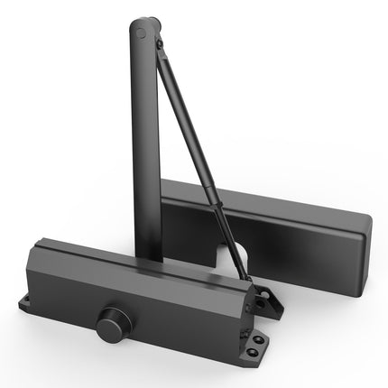 Hydraulic Door Closer, Adjustable, 150 kg, Black