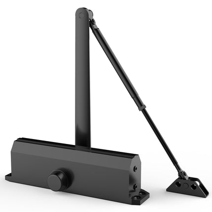 Hydraulic Door Closer, Adjustable, 150 kg, Black