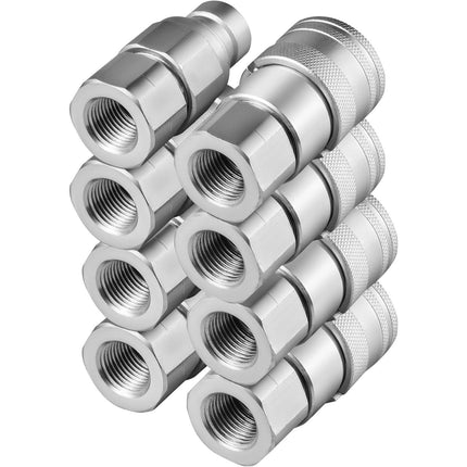 Hydraulic Quick Connect Couplers, 3/4in NPT, ISO 16028, 4 Pack