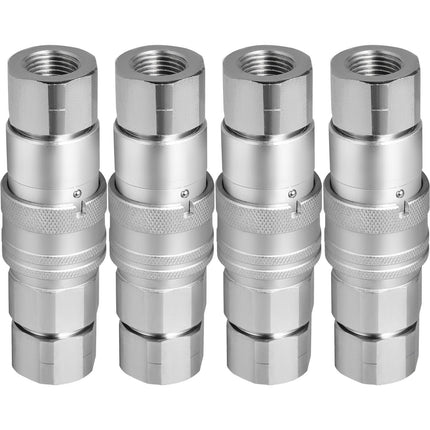 Hydraulic Quick Connect Couplers, 3/4in NPT, ISO 16028, 4 Pack