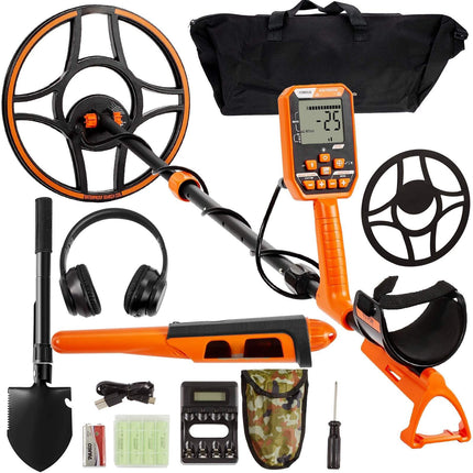 IP68 Waterproof Metal Detector, 12 in Coil, LCD, 7 Modes