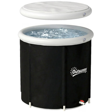 Ice Bath Tub 280L, Foldable Insulated with Lid, Black
