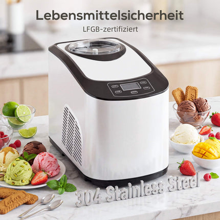 Ice Cream Maker with Compressor, 1.5L, White