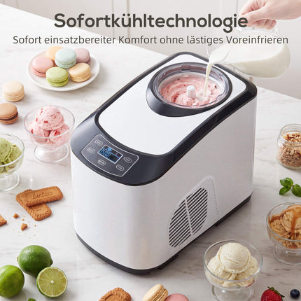 Ice Cream Maker with Compressor, 1.5L, White