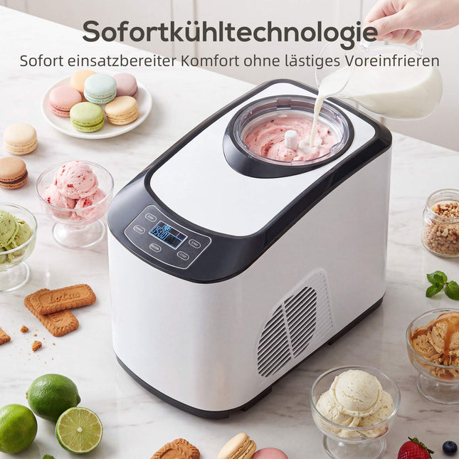 Ice Cream Maker with Compressor, 1.5L, White