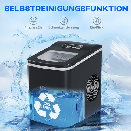 Ice machine 12Kg/24H with LED screen and self-cleaning
