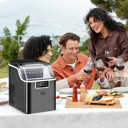 Ice cube maker, 20 kg/24 hours, 2.3 l, self-cleaning, black