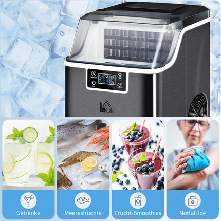 Ice cube maker, 20 kg/24 hours, 2.3 l, self-cleaning, black