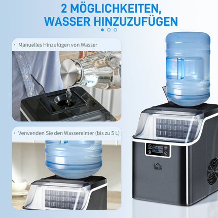 Ice cube maker, 20 kg/24 hours, 2.3 l, self-cleaning, black