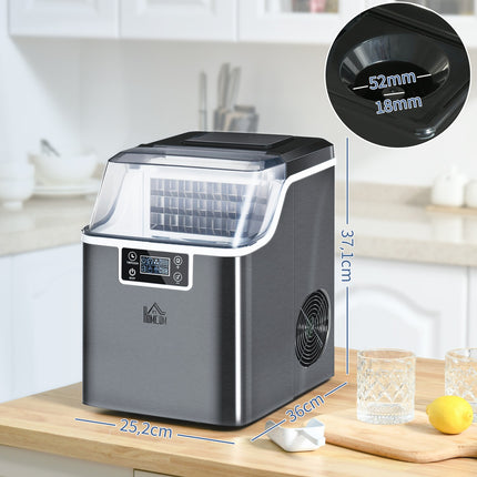 Ice cube maker, 20 kg/24 hours, 2.3 l, self-cleaning, black