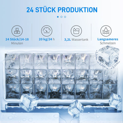 Ice Cube Maker, 20 Kg/24H, self-cleaning stainless steel