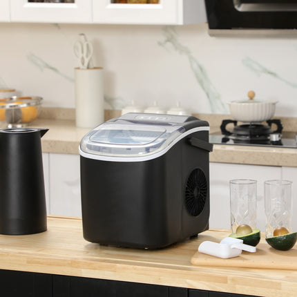 Ice Cube Maker, 9 cubes in 6-12 min, 12 kg/day, black