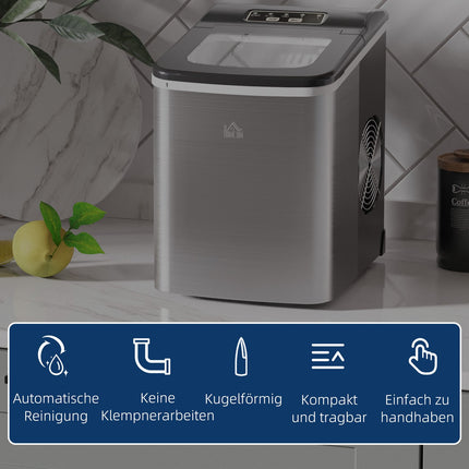 Portable ice cube maker - 9 cubes in 8 min, self cleaning