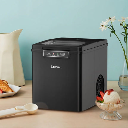Ice cube machine ice cube maker including ice cube scoop 1.85 L water tank 35 x 25 x 29.5 cm black