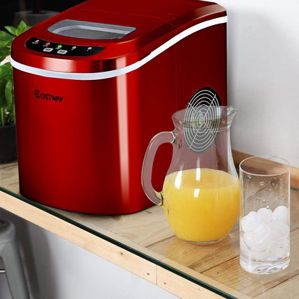 Ice cube machine ice machine including ice cube scoop red/silver 25 x 36 x 33 cm-red